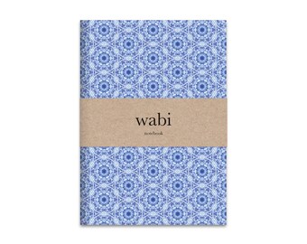 Bullet Journal A5 - Blue Textured Print Notebook, 6x8 inch, Grid Pages or Blank Pages, Stationery, Bucket List Journal