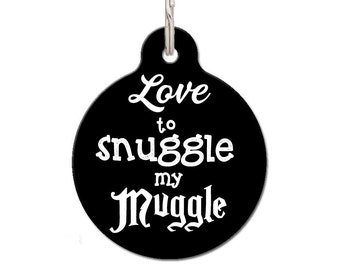 Love To Snuggle My Muggle Pet Tag, Harry Potter Dog Tag | FREE Personalization