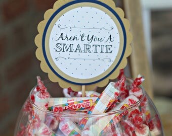 GRADUATION PARTY DECORATIONS. Aren't You A Smartie sticks. Class of 2017. Congratulations Graduate, Congrats Grad, Blue, Yellow