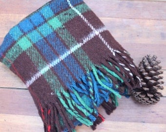 Vintage Kerrycroy Wool Blanket, Scotttish Knee Rug, Plaid Wool Blanket, Tartan Wool Blanket, Wool Throw Plaid Stadium Blanket