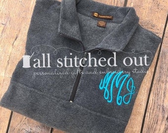 Monogram Quarter Zip Fleece Pullover - Monogrammed Fleece Sweatshirt - Monogram Sweatshirt - Monogram Pullover - Personalized Fleece