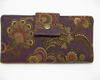 Womens Wallet, Purple Handmade Wallet, Clutch Wallet