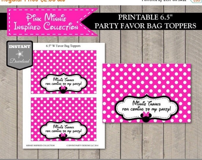 SALE INSTANT DOWNLOAD Hot Pink Mouse 6.5" Printable Favor Bag Topper / Goodie Bag / Hot Pink Mouse Collection / Item #1729