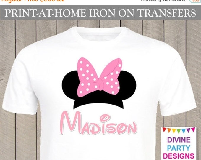 SALE Personalized Print at Home Light Pink Mouse Silhouette Printable Iron on Transfer / Name / Family / Trip / Birthday / Item #2494