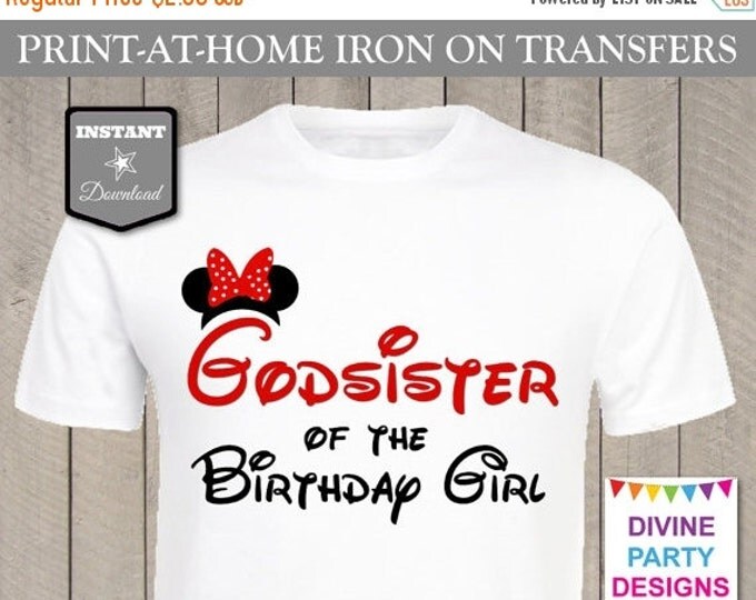 SALE INSTANT DOWNLOAD Print at Home Red Mouse Godsister of the Birthday Girl Printable Iron On Transfer / T-shirt / Family / Trip / Item #24