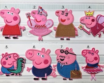 Peppa pig iron on patch, peppa pig patch, peppa patch, peppa pig applique, peppa family patch, george patch, peppa mommy patch