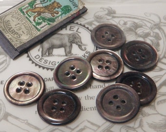8 Vintage Smoky Mother of Pearl Buttons Iridescent