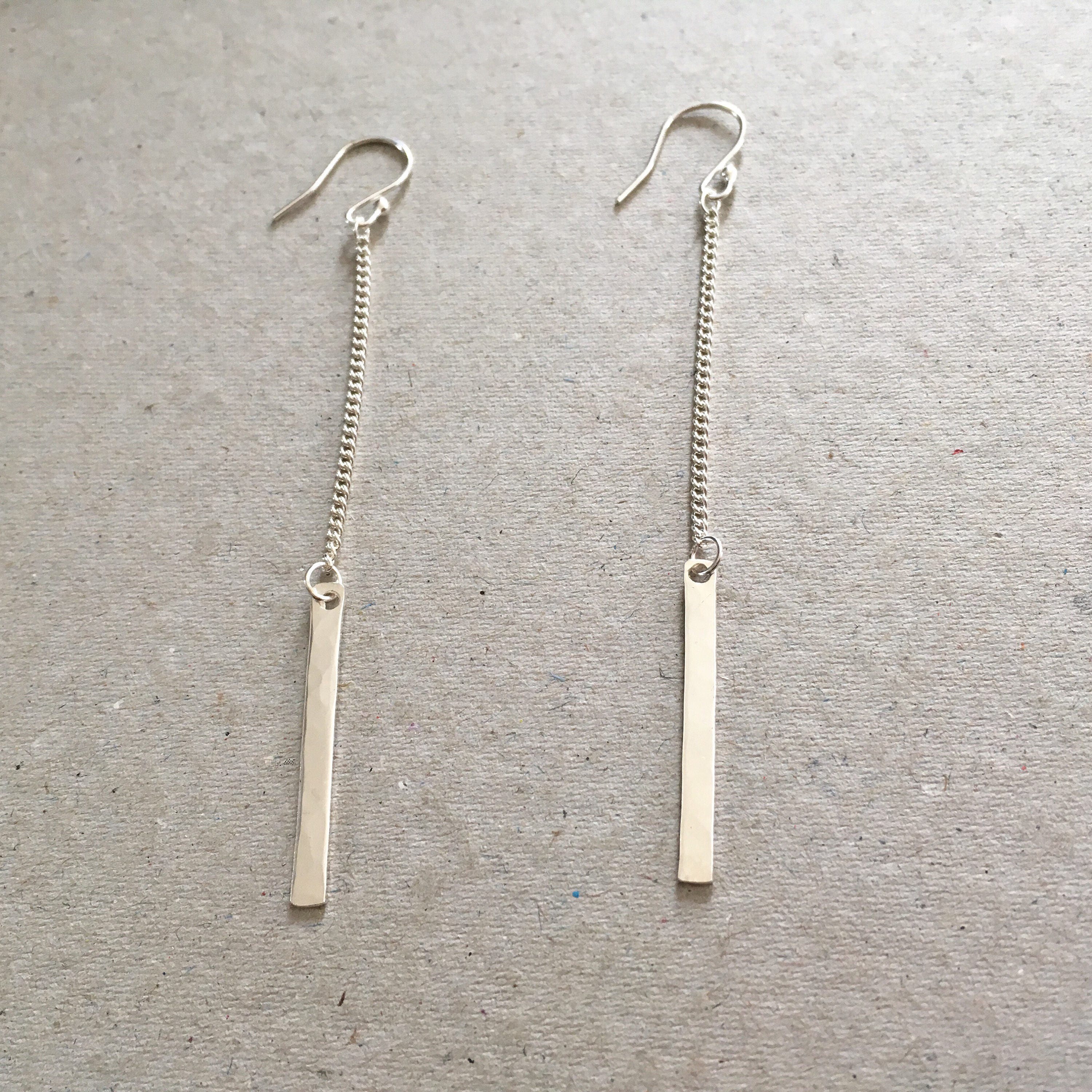 Long Bar Threader Earrings Sterling Silver Threader Earrings