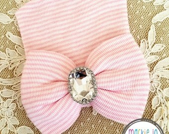 Newborn Hospital Hat with Bow Deluxe Crystal Rhinestone newborn hat newborn beanie hospital cap newborn girl newborn hat girl baby newborn