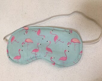 Pink and blue flamingo eye/sleep mask.