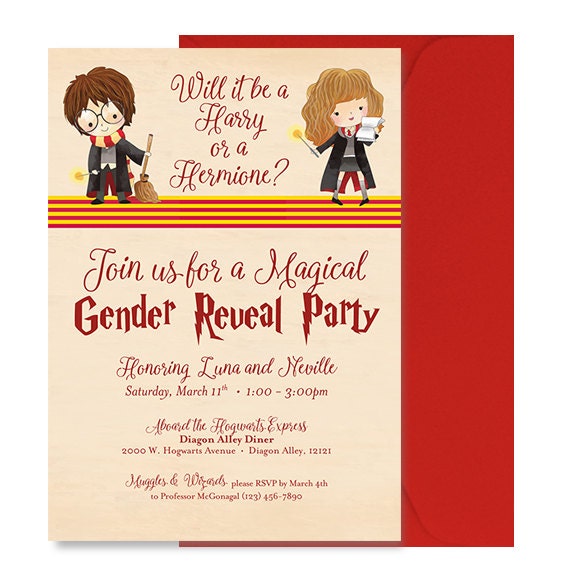 Harry Potter Gender Reveal Baby Shower Invitation Harry