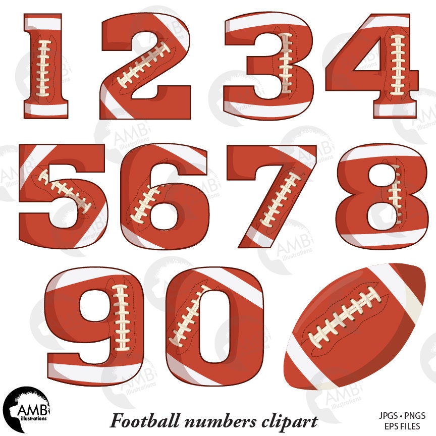 COMBO Football Letters and Numbers Clipart, Football Team 