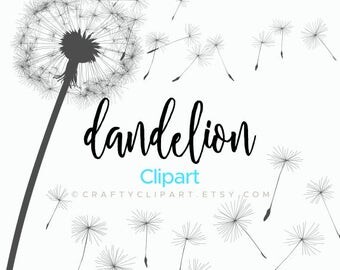 Dandelion Clipart, Dandylion, Blowing Dandelion, Vector Graphics, Clip Art, Illustration - Instant Digital Download