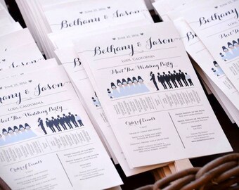 Silhouette Fan Program Ceremony Program Timeline Program Fan - Silhouette Wedding Program Fan Silhouette Program Wedding Fan Program DEPOSIT