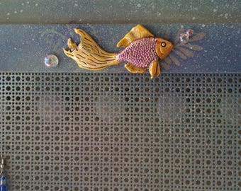 Earring organizer wall, Fish jewelry holder wall, Wall necklace holder box, Wall jewelry organizer, Wall earring display, Necklace hanger