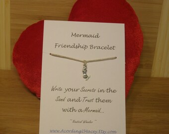 Wish bracelet mermaid friendship bracelet hemp charm bracelet adjustable jewelry choose your color hemp wish bracelet tie on bracelet