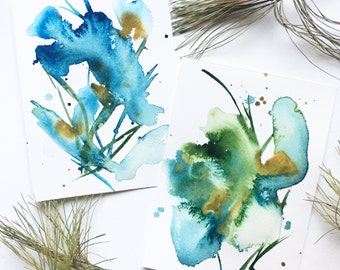 Abstract Earth Tones - Set of 2 - Original Watercolor Paintings