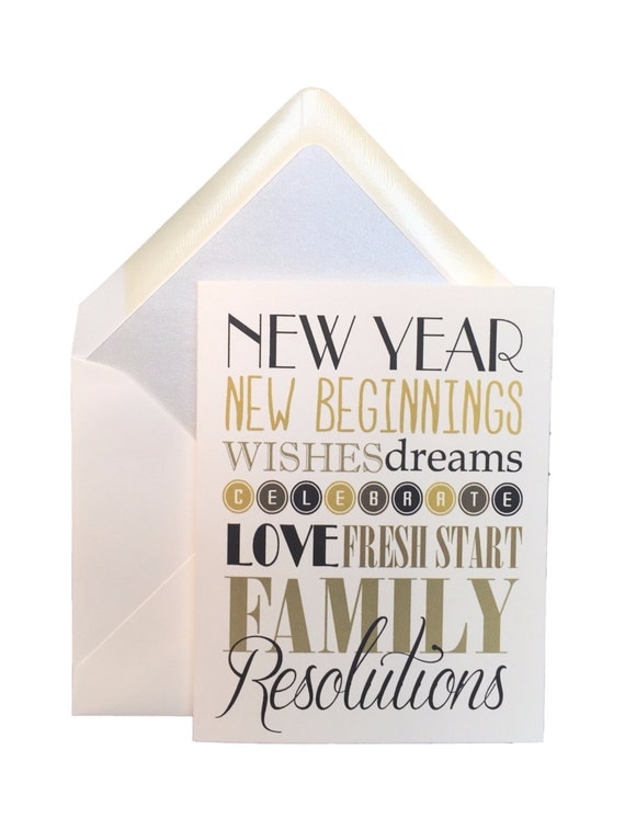 Happy New Year Cards Box of 8 w/ lined envelopes Greeting