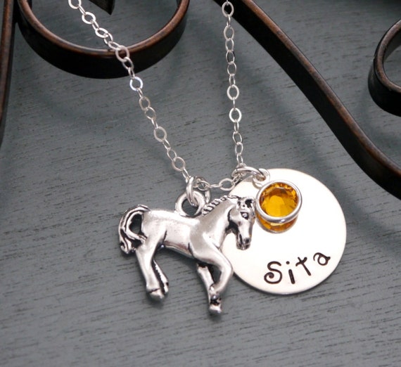 Horse Necklace Horse Name Necklace Horse Jewelry