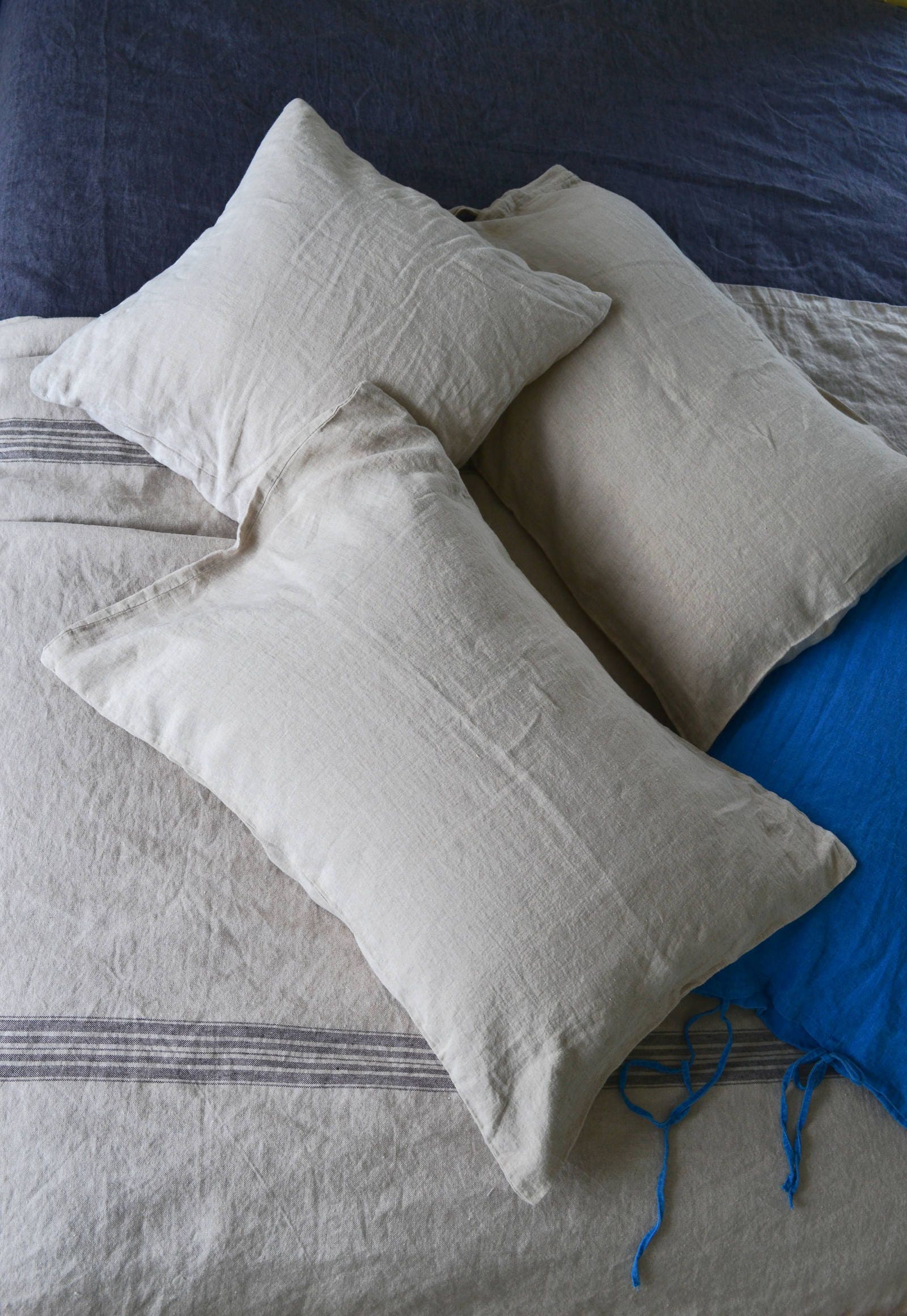 Natural stonewashed linen pillow sham. Standard and King sizes