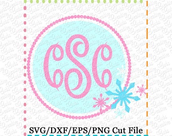 Snowflake Monogram Frame SVG Cutting File, snowflake cut file, snowflake cutting file, monogram frame svg, LIMITED commercial use