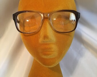 Vintage Ladies Men's Eye Glasses Mid Century Brown Plastic Frames and Arms - Liberty USA Bi Focal