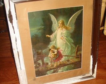 Vintage guardian angel print | Etsy