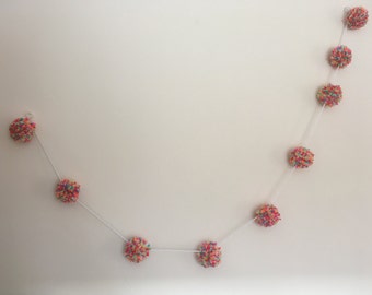 Bright Rainbow Pom Pom Bunting