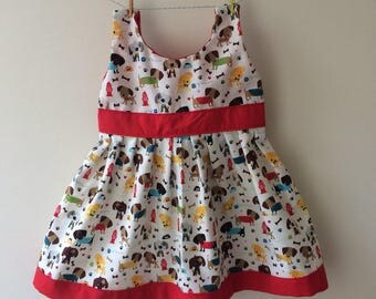 Dog dress, puppy dress, dog print, dog gift, puppy print, puppy gift, baby dress, toddler dress, girls dress, girls clothes, baby clothes