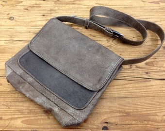 Sale!!! Leather crossbody bag leather Messnger bag Women's Leather satchel cross body bag school bag Distressed taupe and Grey