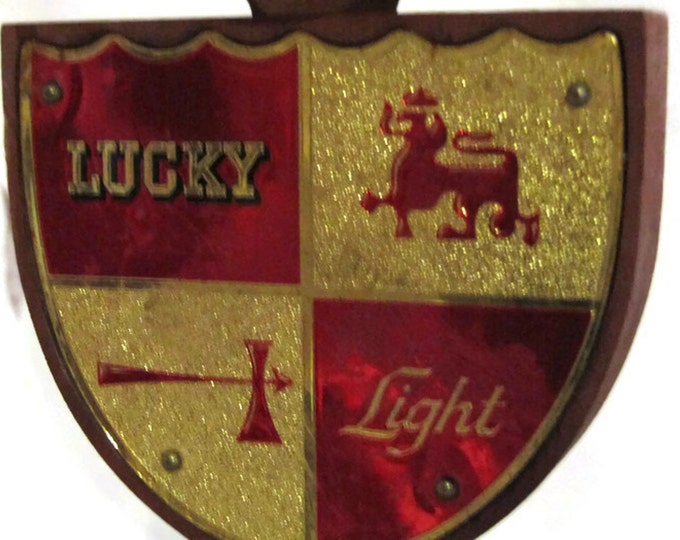 Vintage Lucky Lager | Lucky Light Beer Tap Handle | Wood Beer Tap | Retro Man Cave Beer Tap | Beer Advertising