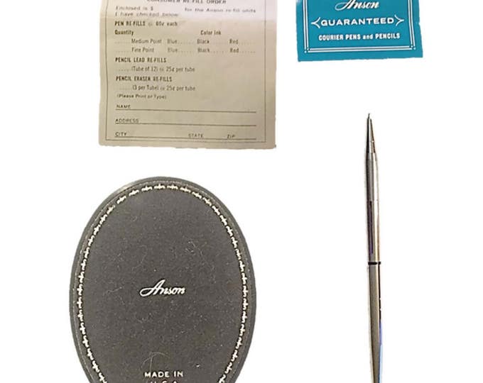 Vintage Anson Fine Desk Set Silver Pen Set from the 1970's Ballpoint Pen | Decorated Fine Jewelers Pen Set