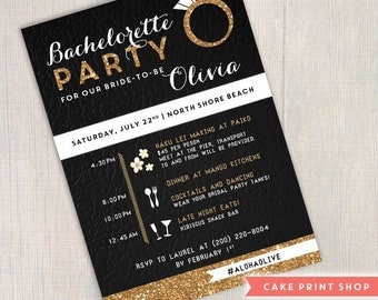 Bachelorette party invitation, white gold bachelorette invite, Hens invite, black & white bachelorette invite, Gastby Bachelorette invite