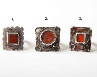 Antique Moroccan silver ring with red stone - different sizes