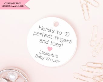 Here's to 10 perfect fingers and toes tags (30) - Nail polish tags - Baby shower nail polish tags - Mini tags - Nail polish favor tags