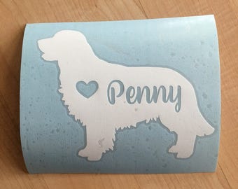 Personalized Golden Retriever decal, dog car decal, heart with name, various sizes, dog name decal
