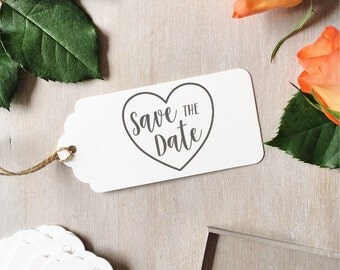 Save The Date Stamp | Wedding Stamp - Save The Dates - Heart Stamp - Brush Calligraphy