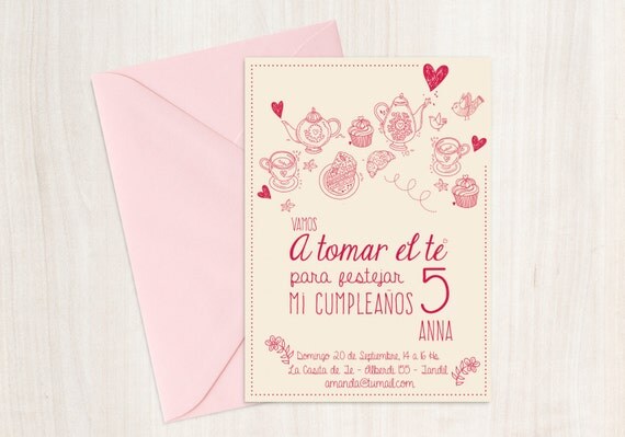 Invitaciones de Cumpleaños A tomar el Te Tarjetas de Invitaciones de Cumpleaños A tomar el Te Tarjetas de