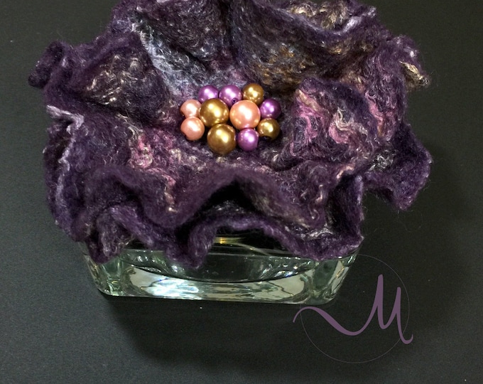 Wool Accessories Felt Wool Brooch Purple Bronze Felted Floral Accessories Prom Corsage Flower Lapel Exclusive Dress Pin Wedding Brooch Gift
