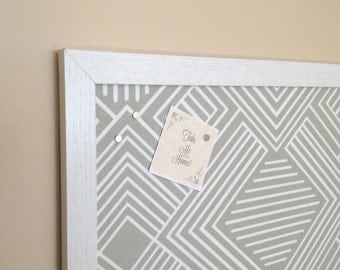 Geometric Grey Fabric Magnetic Board / Magnets Included / Bulletin Board / Back To School