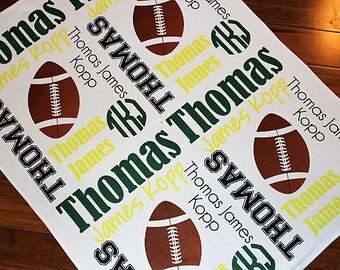 Personalized Football Baby Blanket ~ Football Blanket ~ Monogram Blanket ~ Sports Blanket ~ Photo Prop ~ Name Blanket