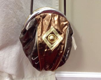 Atalla Handbags Vintage Bronze Leather Cross Body Shoulder Bag