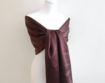 Stole Brown satin wedding/party/christening/cocktail/Christmas/holiday season 65/200 cm