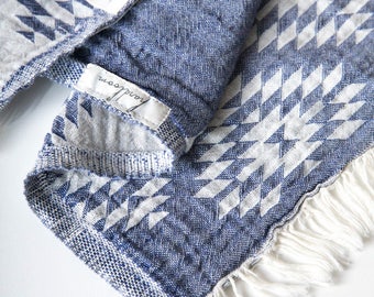 Turkish Towel Tribe Collection | Navy Beach Towel Tribel Design Hammam Towel Yoga Throw Cotton Towel Fouta Spa Towel Sarong Pool Towel