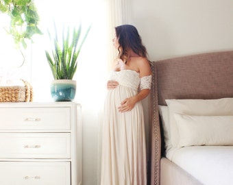 bohemian wedding dress Maternity gown long infinity maternity dress- the lace wrap babydoll