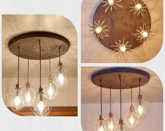 Farmhouse Chandelier - Restaurant Lighting - Dining Room Lighting - Dining Room Lighting - 7 Whisk Chandelier - Whisk Chandelier - Rustic