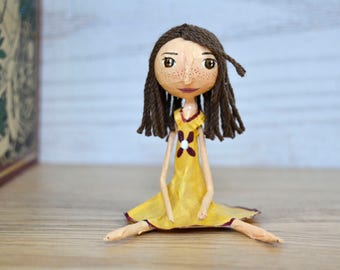 Miniature Doll - Paper Mache Doll - Dollhouse Doll - Collectible dolls - Miniature Figures - Small Art Dolls - Gift Doll - Modern Dollhouse
