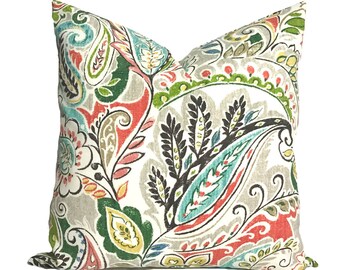Outdoor pillow, 20x20, Outdoor pillow cover, Decorative pillow, Throw pillow, Paisley pillow, Outdoor cushion, Green pillow, Patio cushion