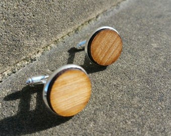 Whisky Barrel stave cufflinks made in Scotland (Oak side)