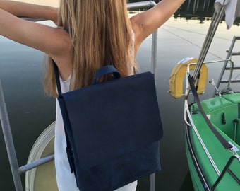 Blue Leather Backpack women, Blue Leather Rucksack Sale!!